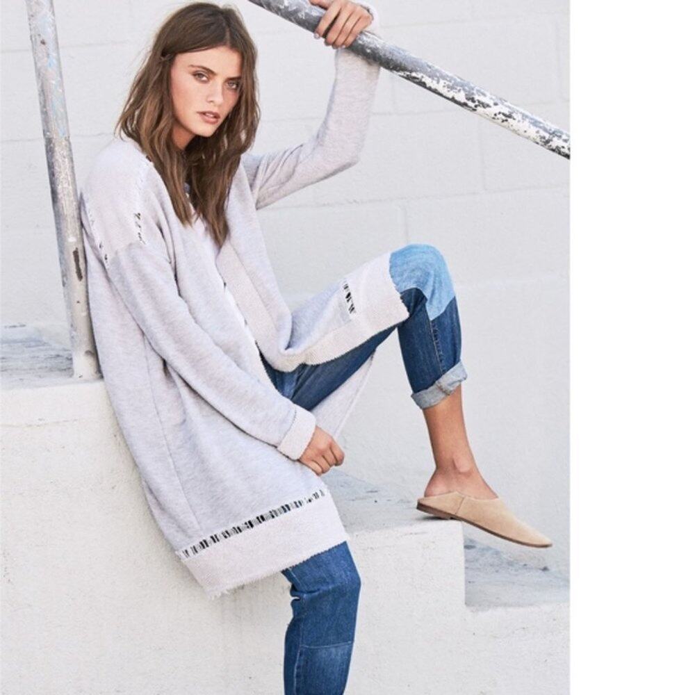 Michael Stars Leisure Terry Cloth Grey Cardigan